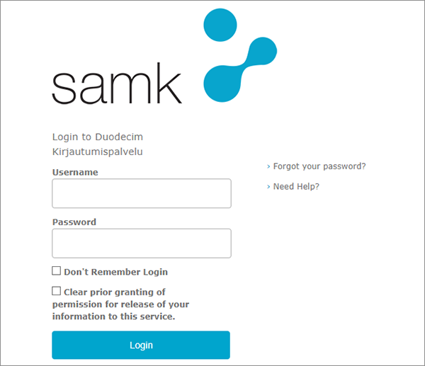 Select Log in with your SAMK-ID.